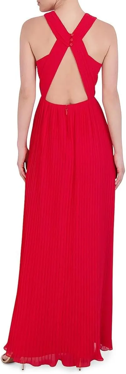 BCBGMAXAZRIA Womens Full Length Pleated Evening Dress