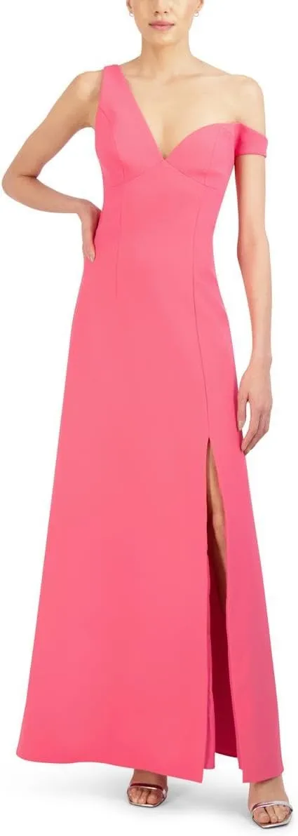 BCBGMAXAZRIA Womens Knit One Shoulder Evening Dress