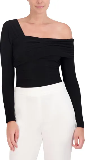 BCBGMAXAZRIA Women's Long Sleeve Asymmetrical Knit Top