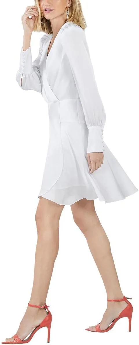 BCBGMAXAZRIA Women's Long Sleeve Mini Evening Dress with Ruffles