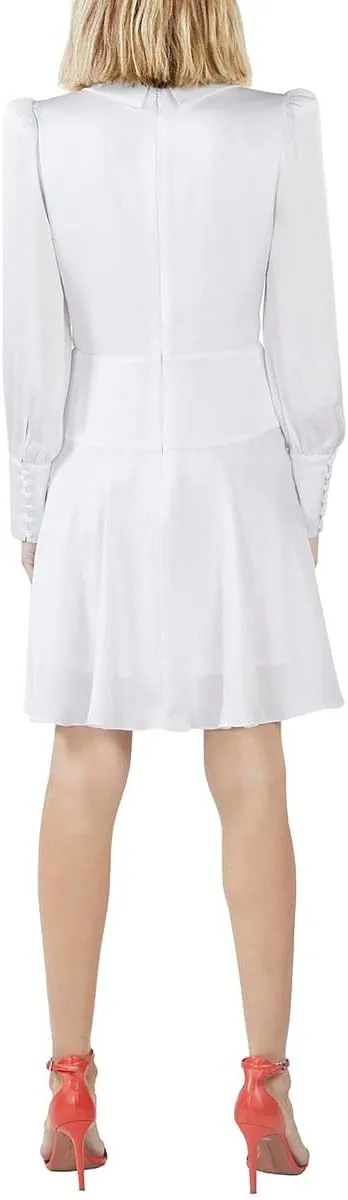 BCBGMAXAZRIA Women's Long Sleeve Mini Evening Dress with Ruffles