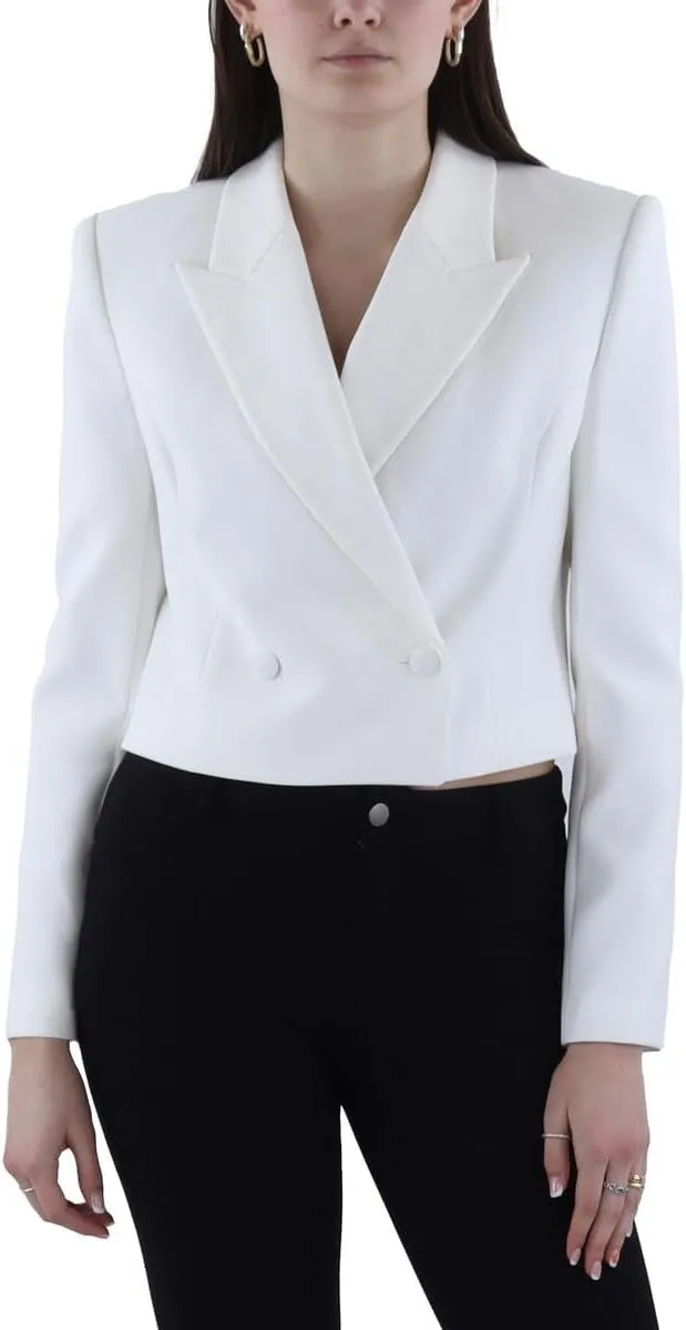 BCBGMAXAZRIA Women's Long Sleeve V Neck Cropped Blazer