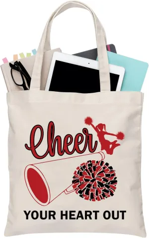 BDPWSS Cheer Coach Tote Bag For Women Cheer Mom Gift Cheer Your Heart Out Cheerleading Gift