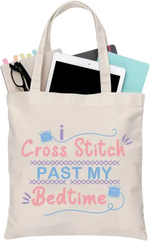 BDPWSS Cross Stitch Lover Gift I Cross Stitch Past My Bedtime Tote Bag Craft Love Gift Cross Stitch Handbag Needleminder Gift