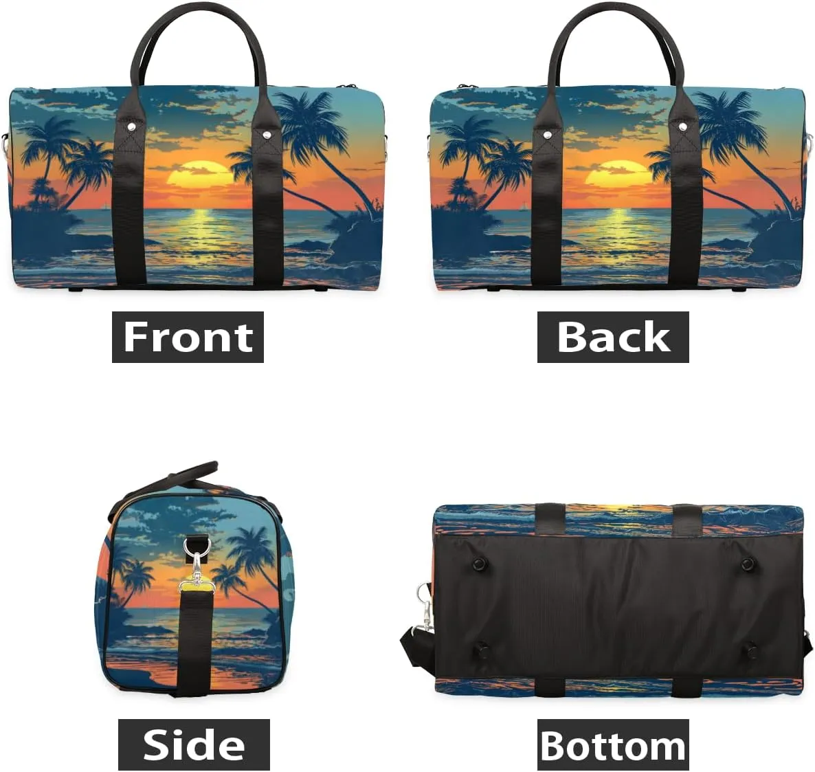 Beach Scenery Travel Duffle Bag for Women Men Gym Duffel Foldable Bag Waterproof Weekender Tropical Palm Tree Duffle Tote