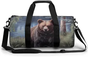 Bear Forests Print Gym Sport Bag Travel Duffel Bags Weekender Carry on Tote Bags for Women Men