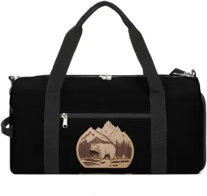 Bear Wood Forests Mountain Gym Bag Travel Duffel Bag Sports Tote Bag Workout Bag Weekender Bag for Women Men