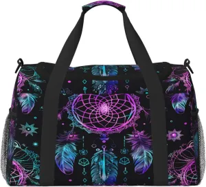 Beautiful Dreamcatcher Feather Duffle Bag Travel Duffel Bags for Men Women Waterproof Gym Overnight Weekender Bag Carry on Tote Bag