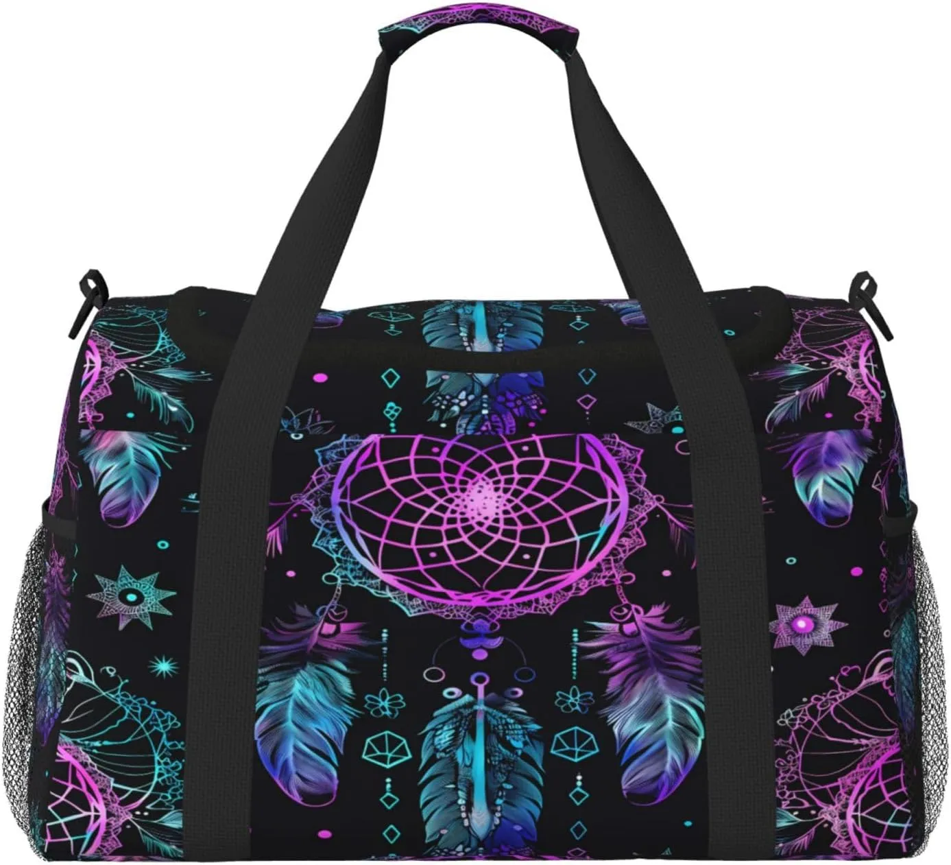 Beautiful Dreamcatcher Feather Duffle Bag Travel Duffel Bags for Men Women Waterproof Gym Overnight Weekender Bag Carry on Tote Bag