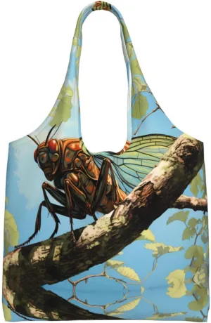 Beautiful Grasshopper Printed canvas bag-suitable for shopping bags, fashionable women's bags