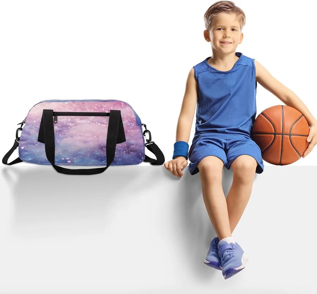 Beautiful Starry Sky Kids Duffle Bag Boys Girls Small Sport Dance Gym Bag for Overnight Travel Weekender Carry On