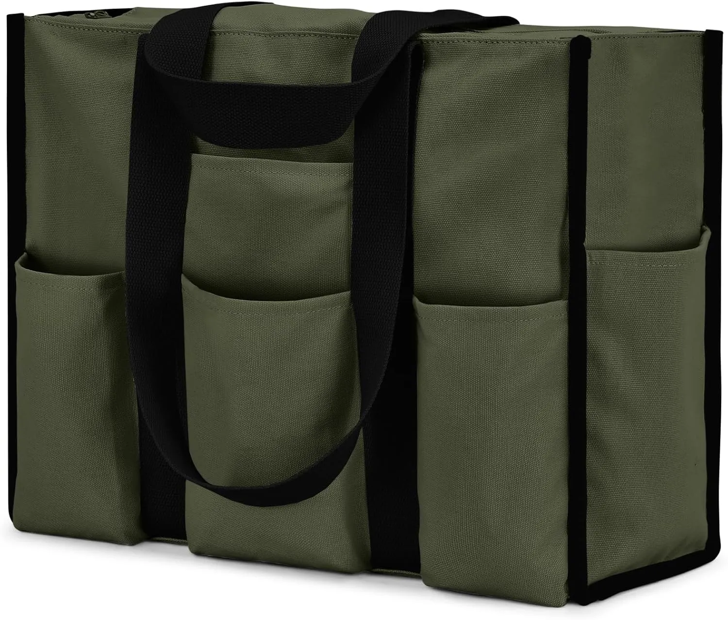 Becokan Large Tote Bag for Women Waterproof with 12 Pockets Top Zipper Closure Utility Teacher Nurse Bags for Work School