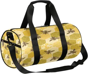 Bee Honeycomb Sports Gym Bag Duffel Bags Workout Lightweight Shoulder Weekender Bag Travel Duffel Bag for Men Women(Vintage Bee)