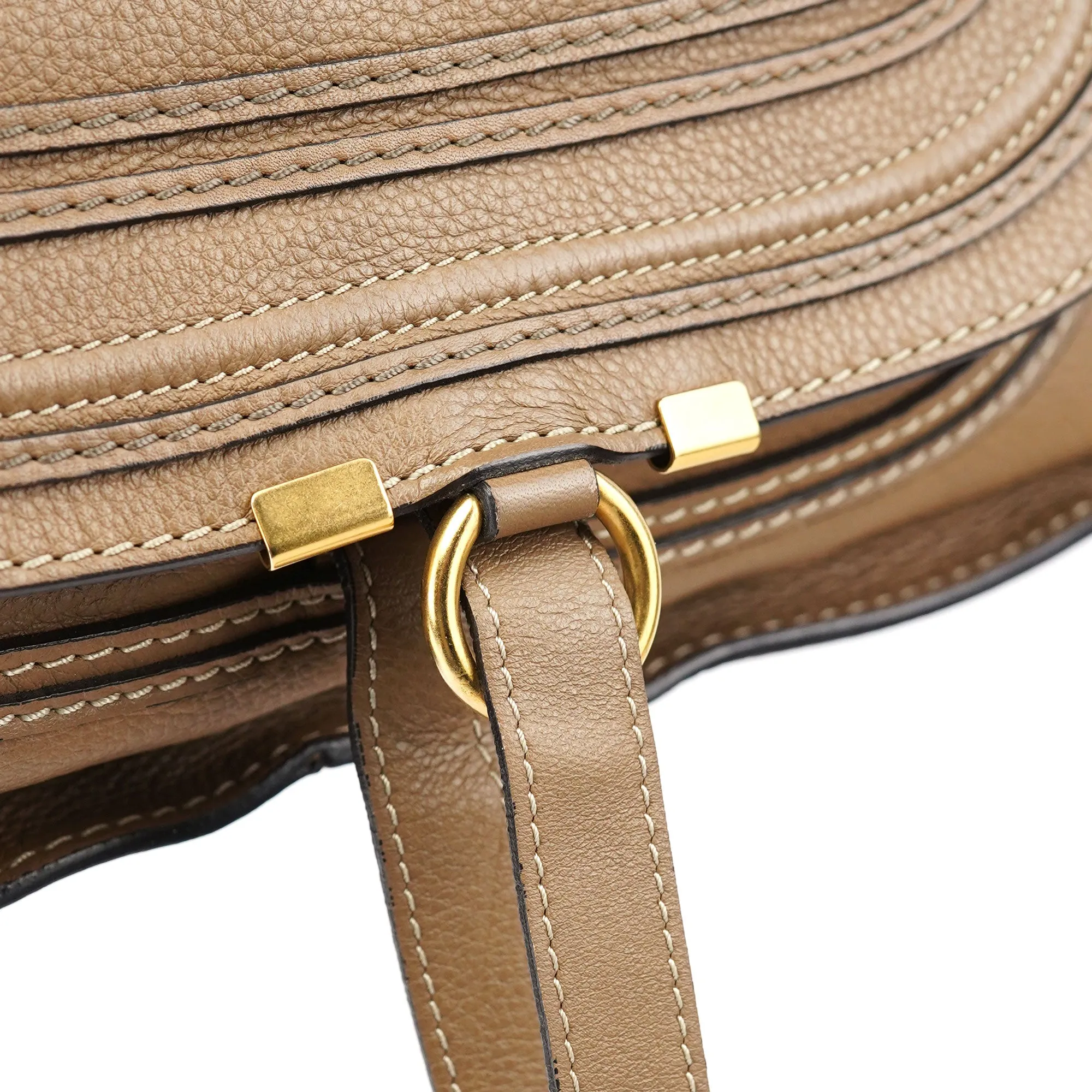 Beige Leather Marcie Handbag