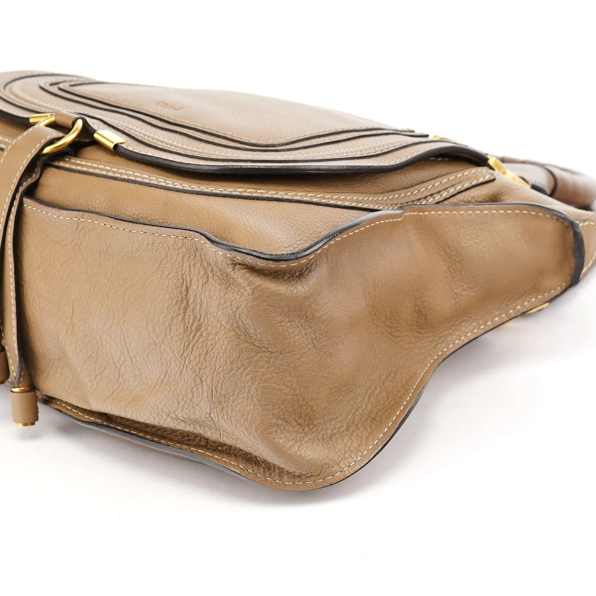 Beige Leather Marcie Handbag