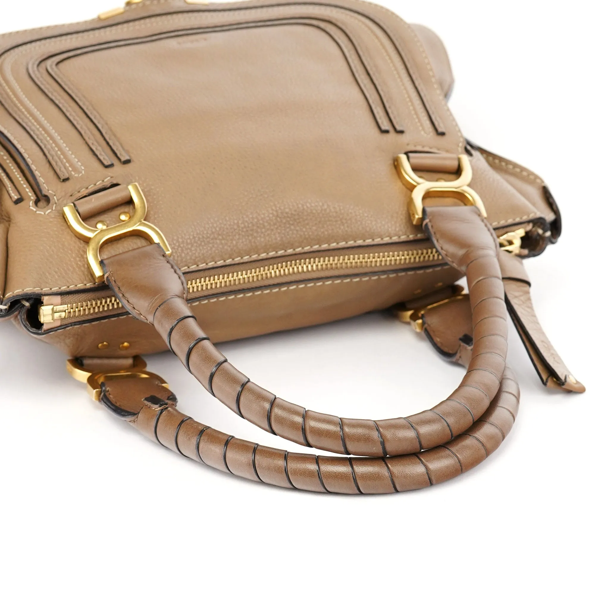 Beige Leather Marcie Handbag