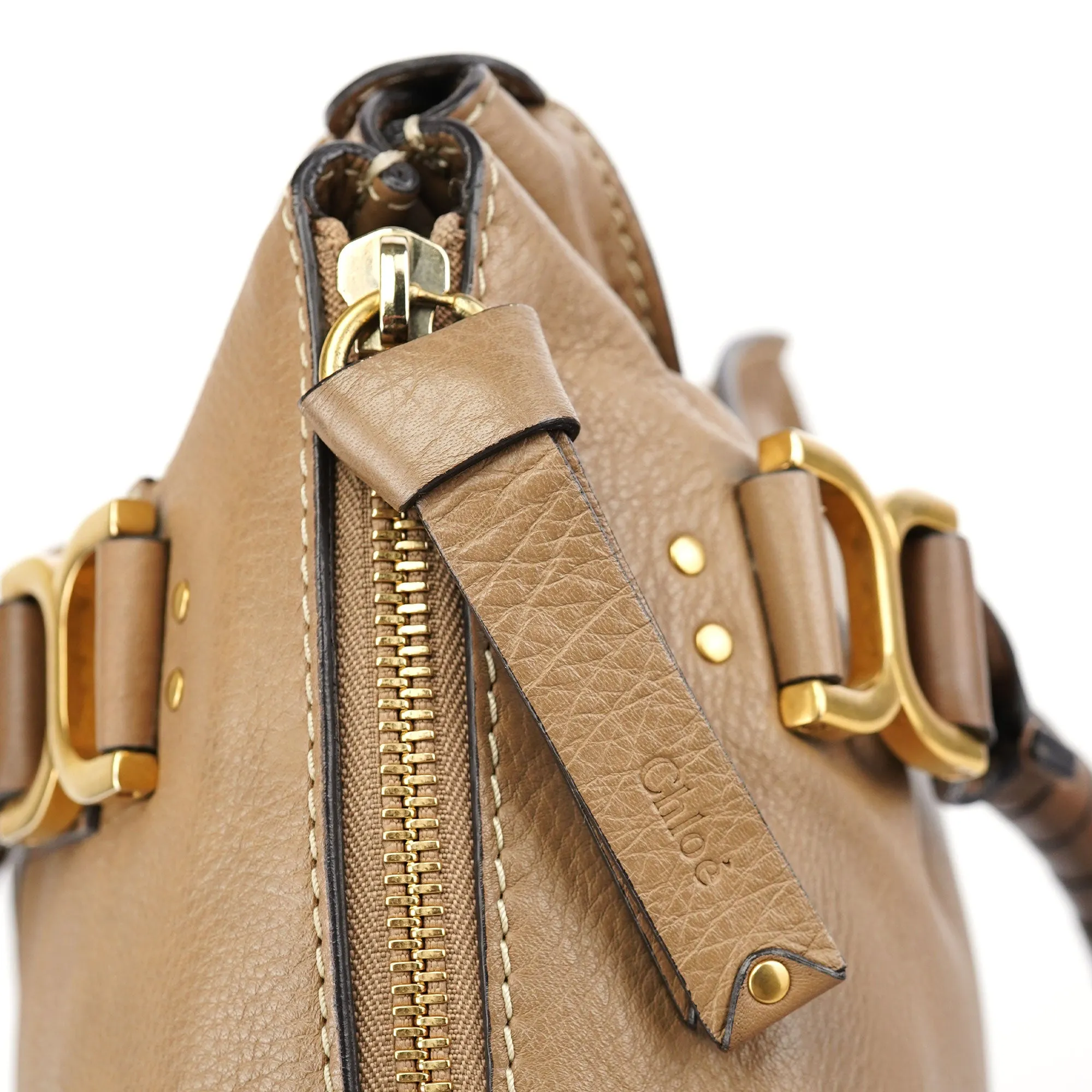 Beige Leather Marcie Handbag