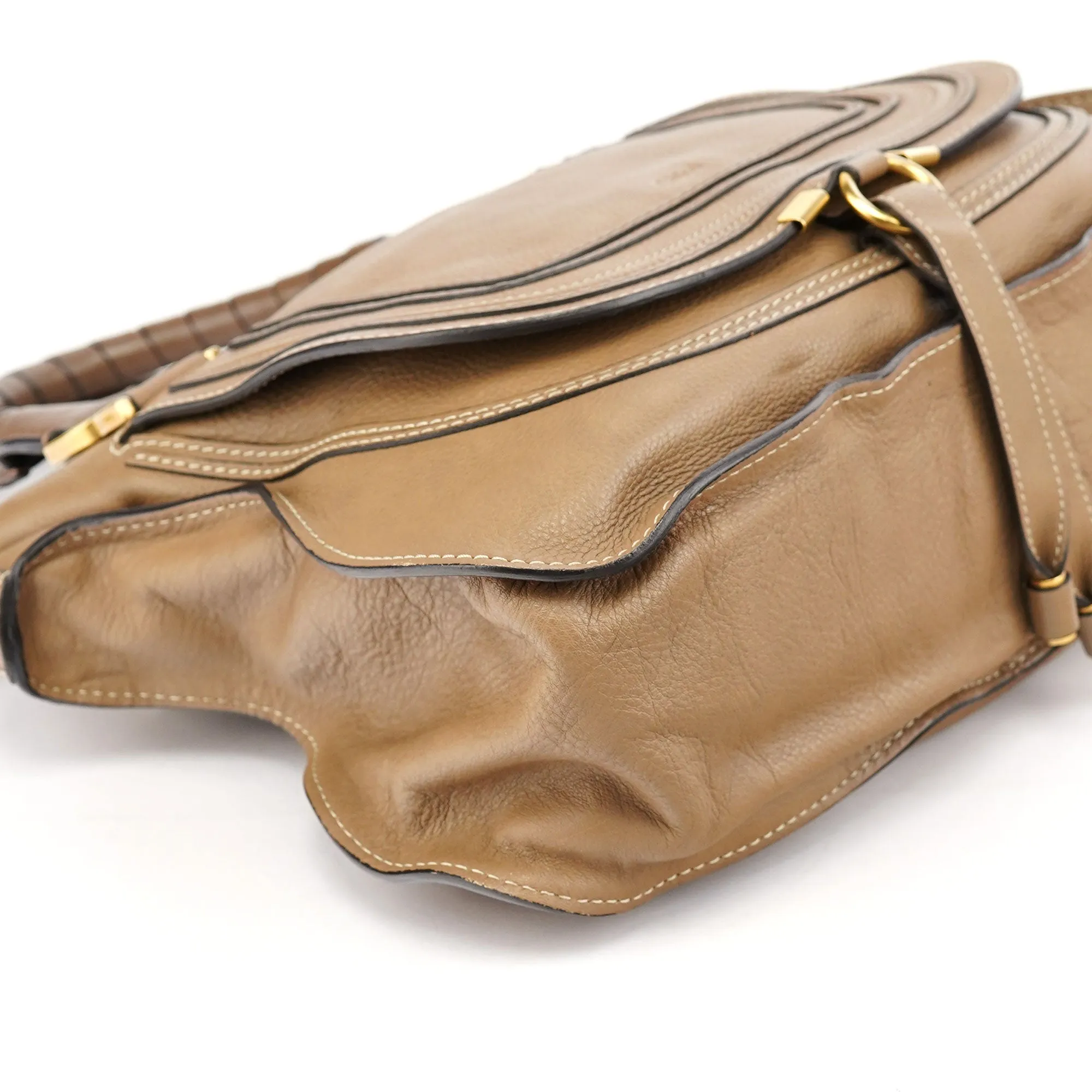 Beige Leather Marcie Handbag