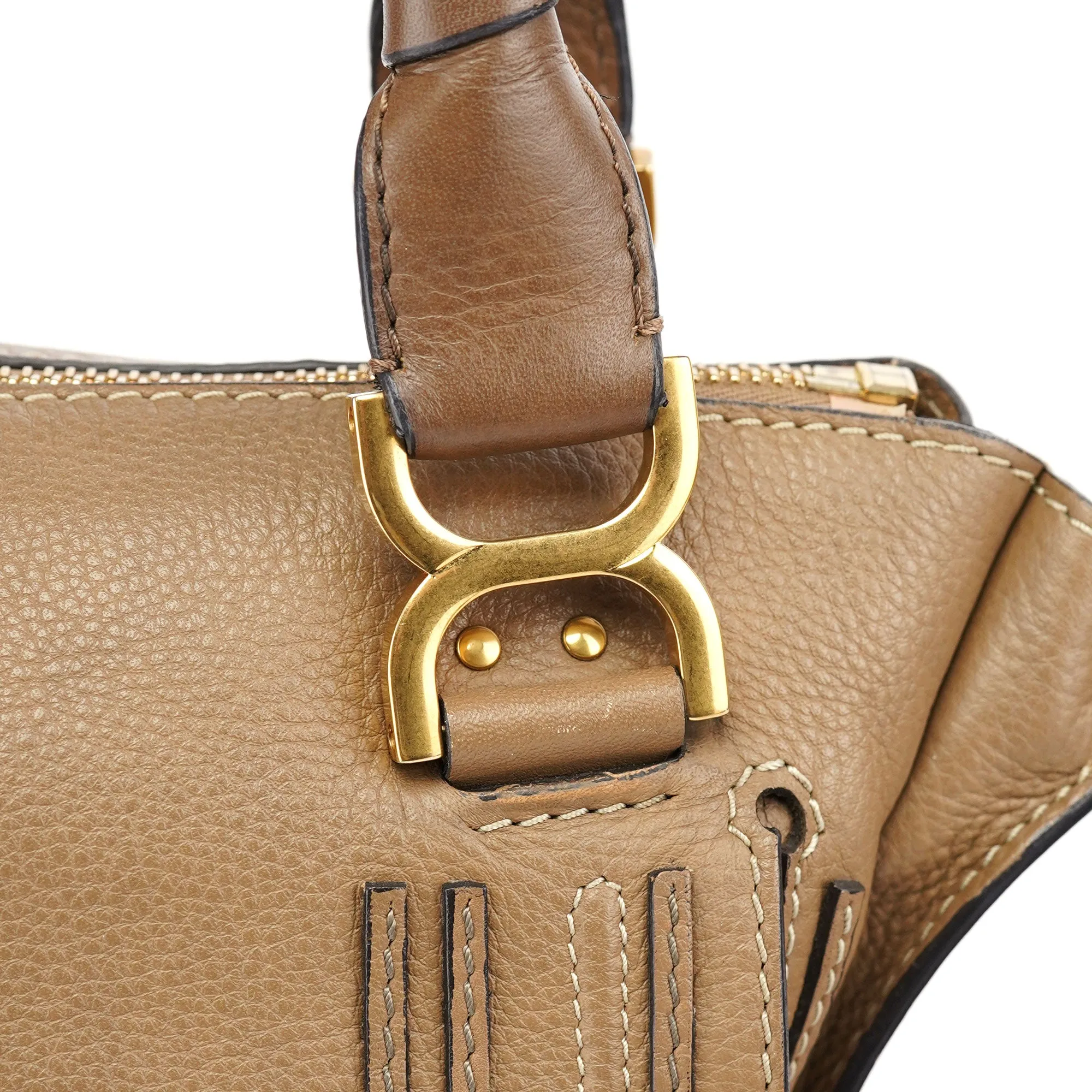 Beige Leather Marcie Handbag
