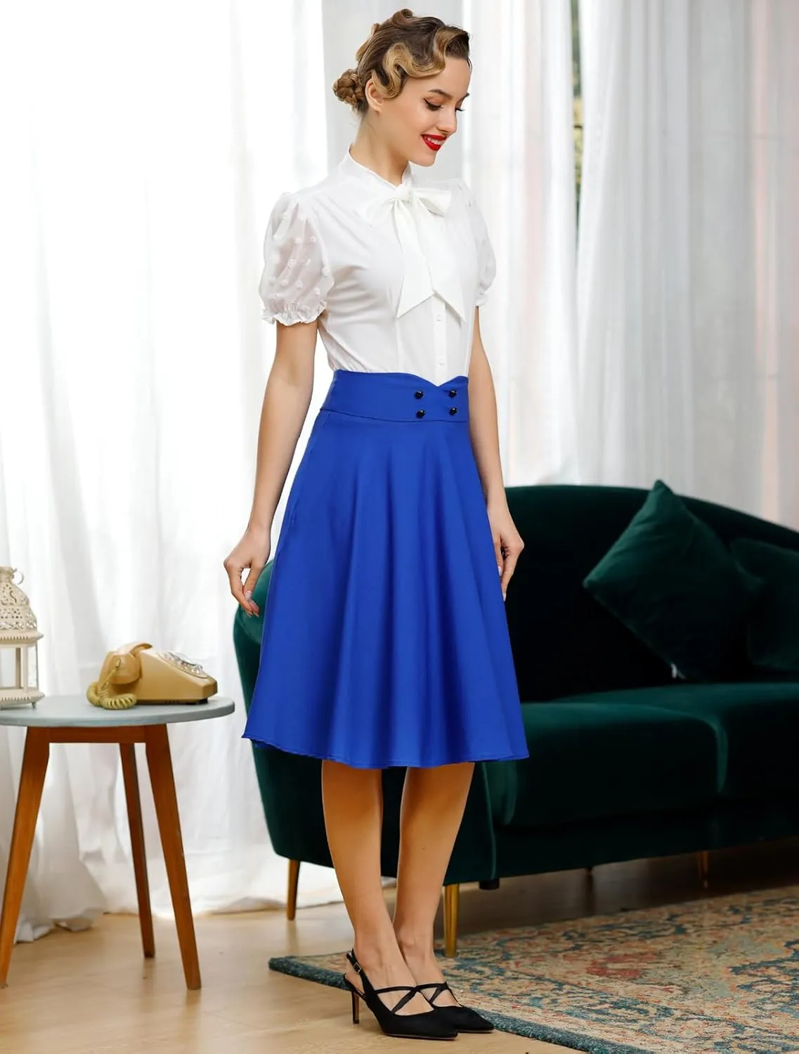 Belle Poque Summer Short Sleeve Office Button Down Blouse Vintage Business Casual Shirts Tops with Bow Tie