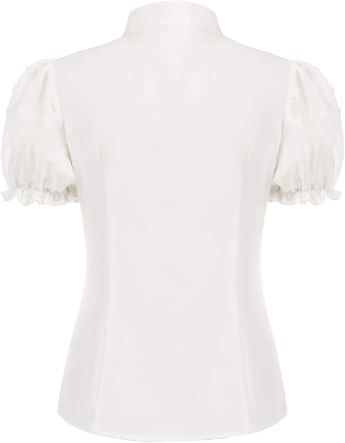 Belle Poque Summer Short Sleeve Office Button Down Blouse Vintage Business Casual Shirts Tops with Bow Tie