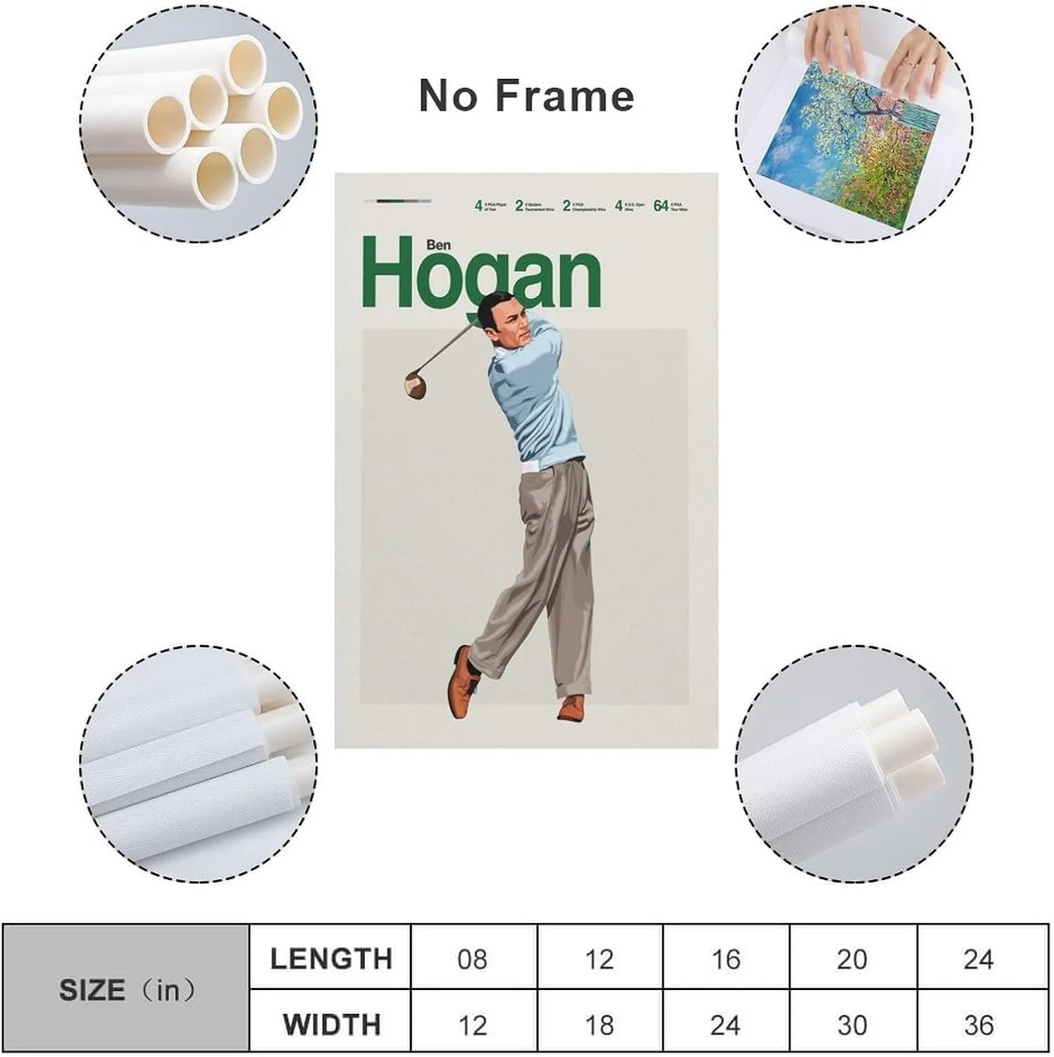 Ben Hogan Golf Shot Retro Poster 7 Living Room Printing Oil Painting Interior Decoration Poster 20x30inch(50x75cm) Unframe-style