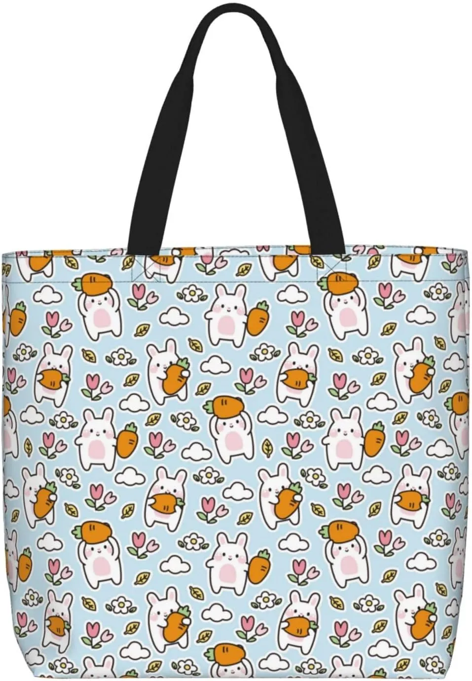 BERMRIZ Cute Rabbit Hold Carrot Shoulder Bag for Women Tote Bag for Women Zipper Work Travel Bags for With Inner Pockets for Gym, Work, Travel Shopping Purse