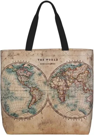 BERMRIZ The World is Hemisphere Shoulder Bag for Women Tote Bag for Women Zipper Work Travel Bags for With Inner Pockets for Gym, Work, Travel Shopping Purse