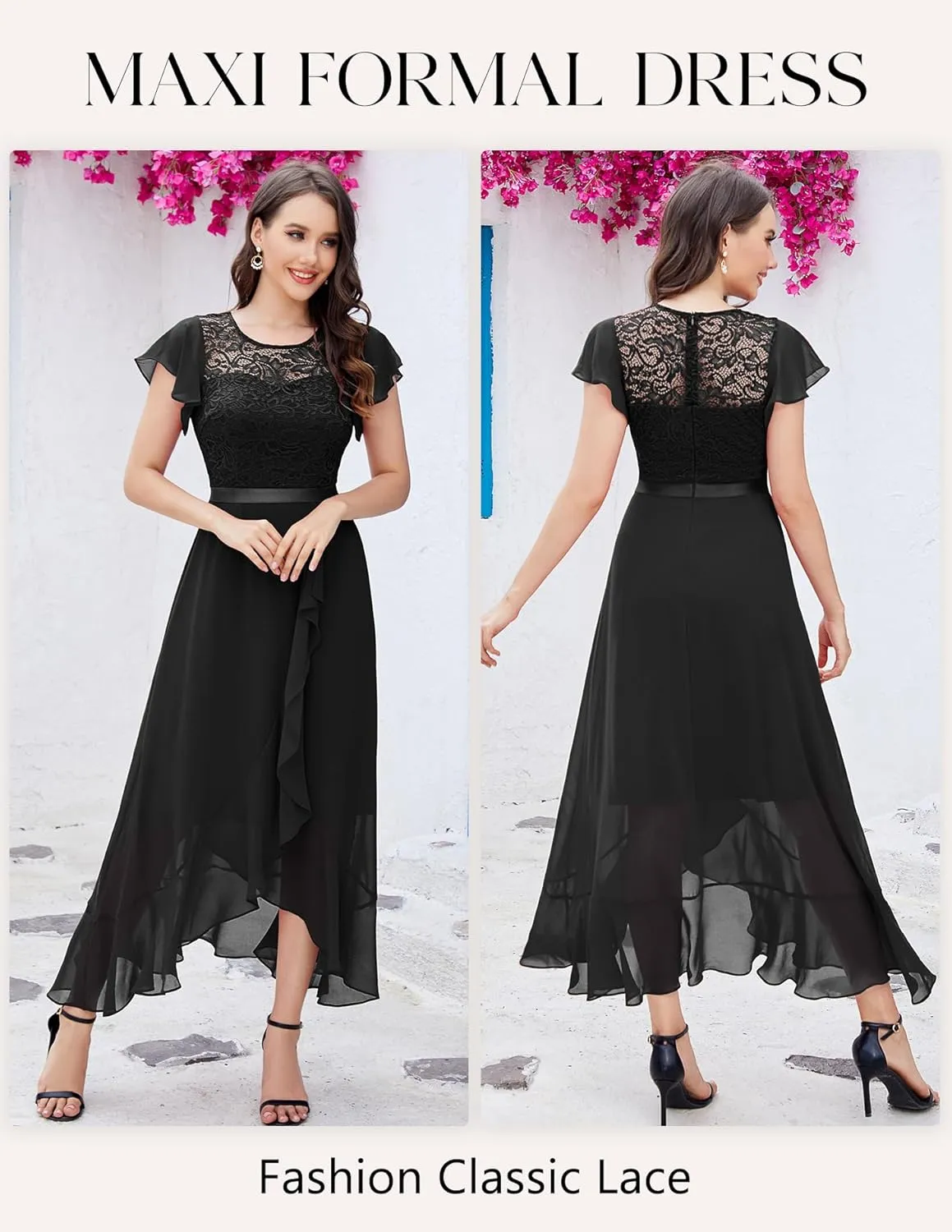 BeryLove Formal Dresses for Women 2025 Wedding Guest with Slit Cocktail Elegant Lace Long Prom Dress