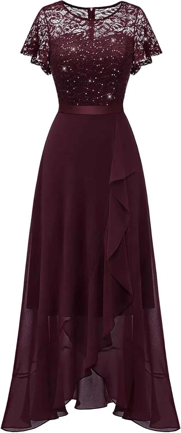 BeryLove Formal Dresses for Women 2025 Wedding Guest with Slit Cocktail Elegant Lace Long Prom Dress
