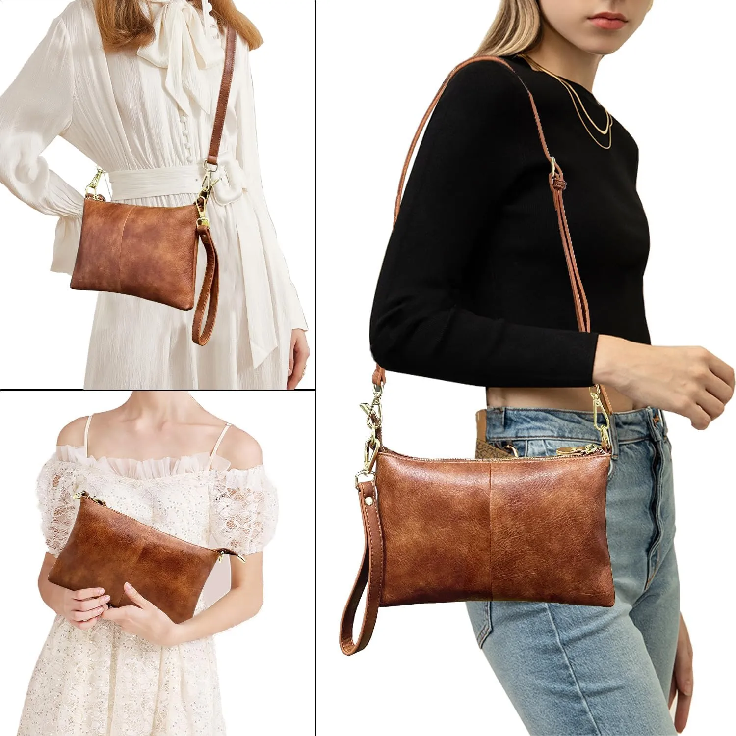 Beurlike Leather Wristlet Wallet Clutch Purses For Women Small Crossbody Phone Bags