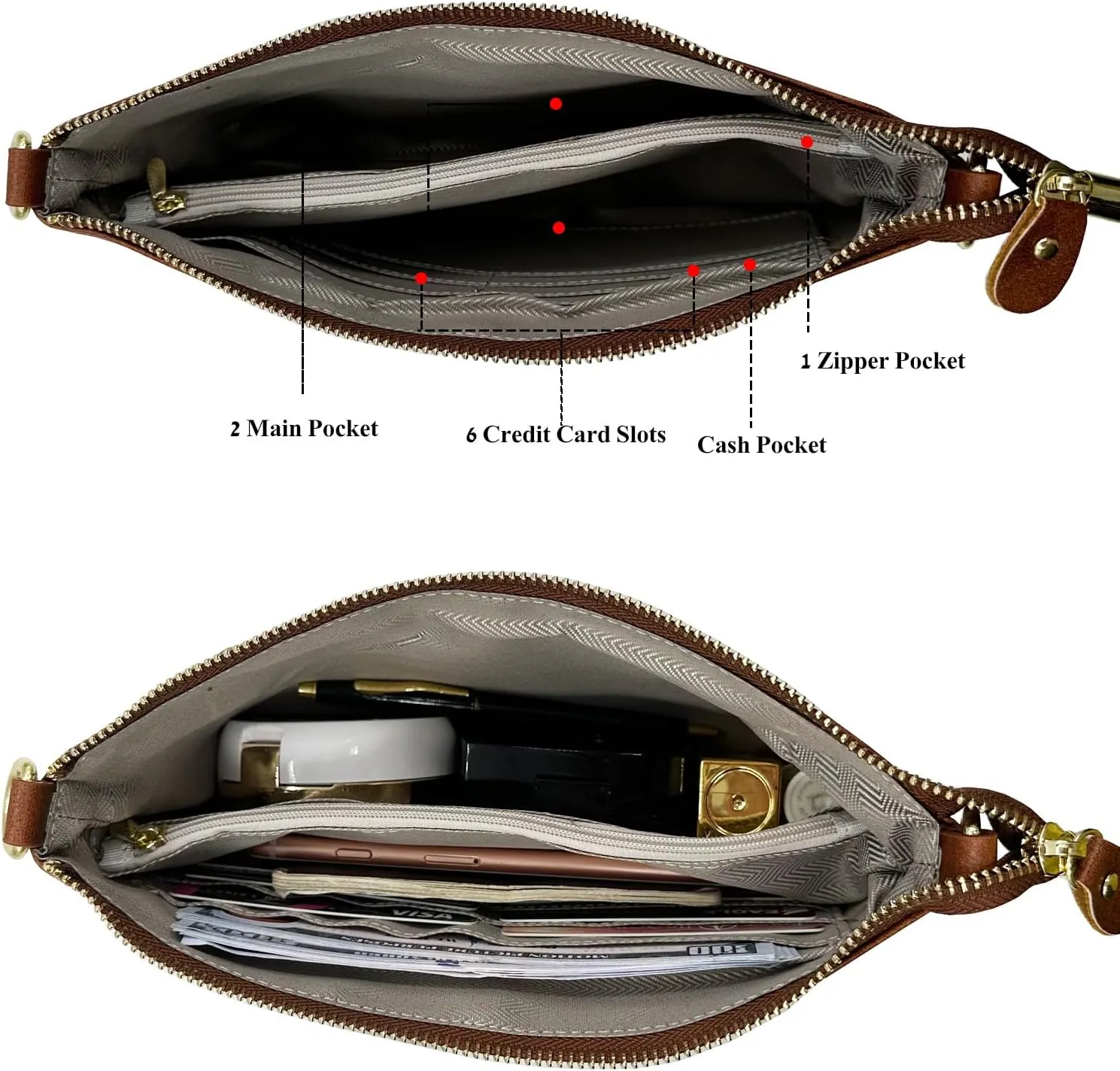 Beurlike Leather Wristlet Wallet Clutch Purses For Women Small Crossbody Phone Bags
