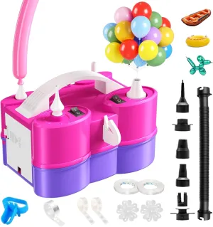 Biapian Balloon Pump Electric, 3-in-1 Portable Electric Air Pump for Balloons and Inflatables, Dual Nozzle Balloon Blower Machine for All Latex 260q Foil Balloon Inflator Deflator for Party Decoration