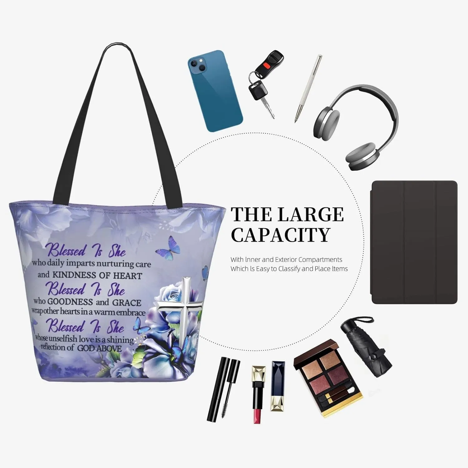 Bible Tote Bags For Women Christian Tote Bag Religious Grocery Bag With Zipper For Mothers Day Church Gifts