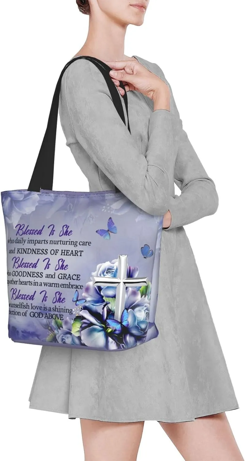 Bible Tote Bags For Women Christian Tote Bag Religious Grocery Bag With Zipper For Mothers Day Church Gifts