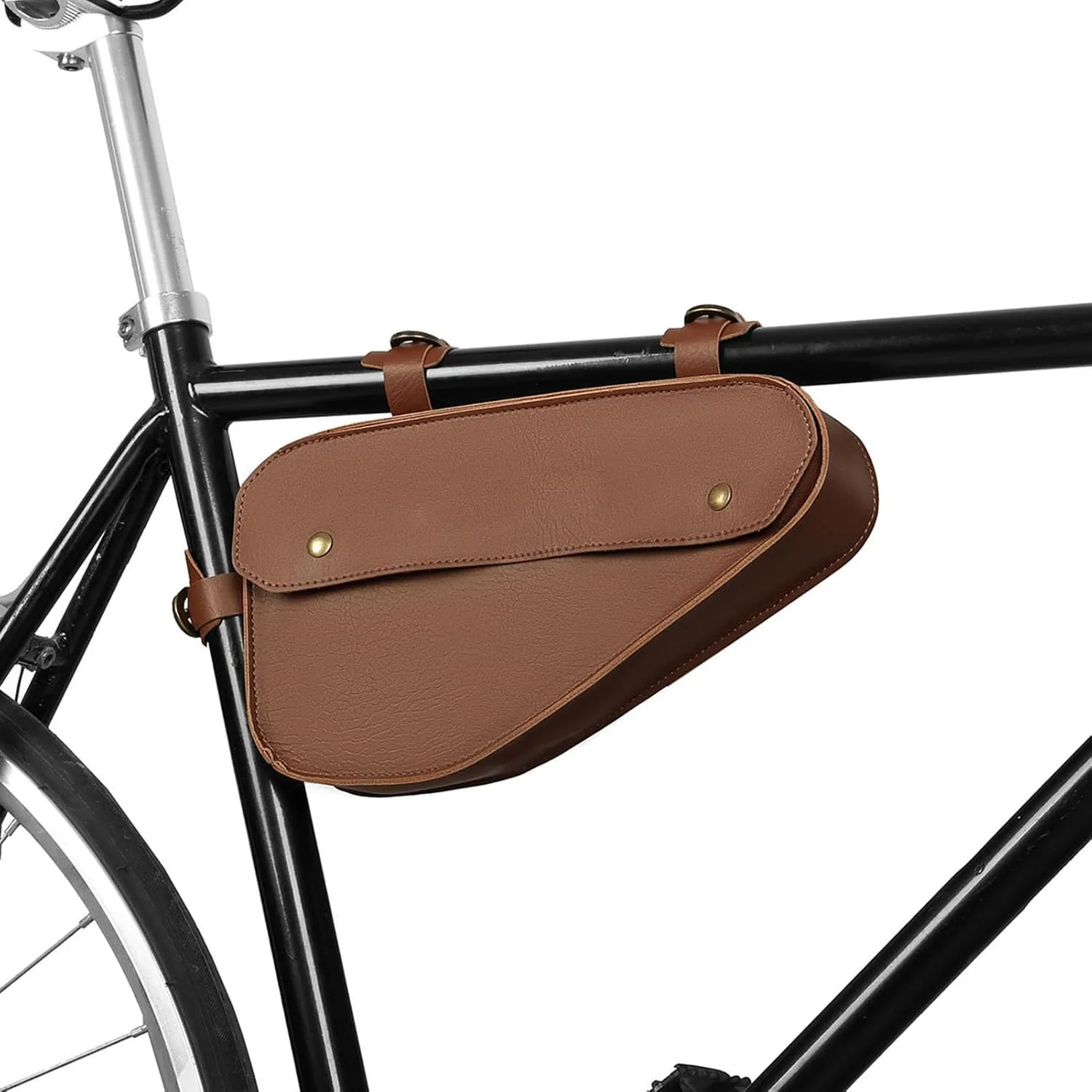 Bike Beam Triangle Bags PVC Leather Large Capacity 5 Adjustable Positions Narrow Rim Design Easy Traveling Bike Frame Bag