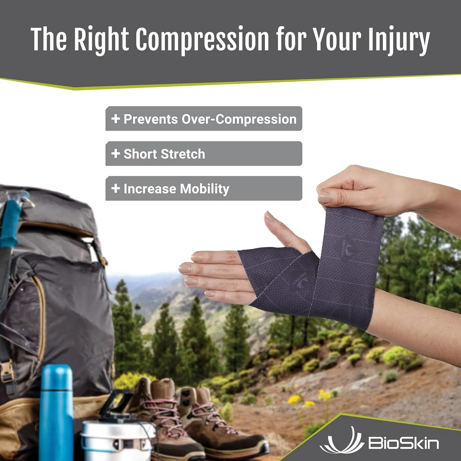 BioSkin Compression Bandage Wrap - Micro 10, 6" x 60" Self Adhesive Elastic Wrap for Sprains, Swelling, Lymphedema, Ankle & Knee Ice Pack Wrap, Tendinitis, Wounds, First Aid Kits, Sports & to-Go Bags