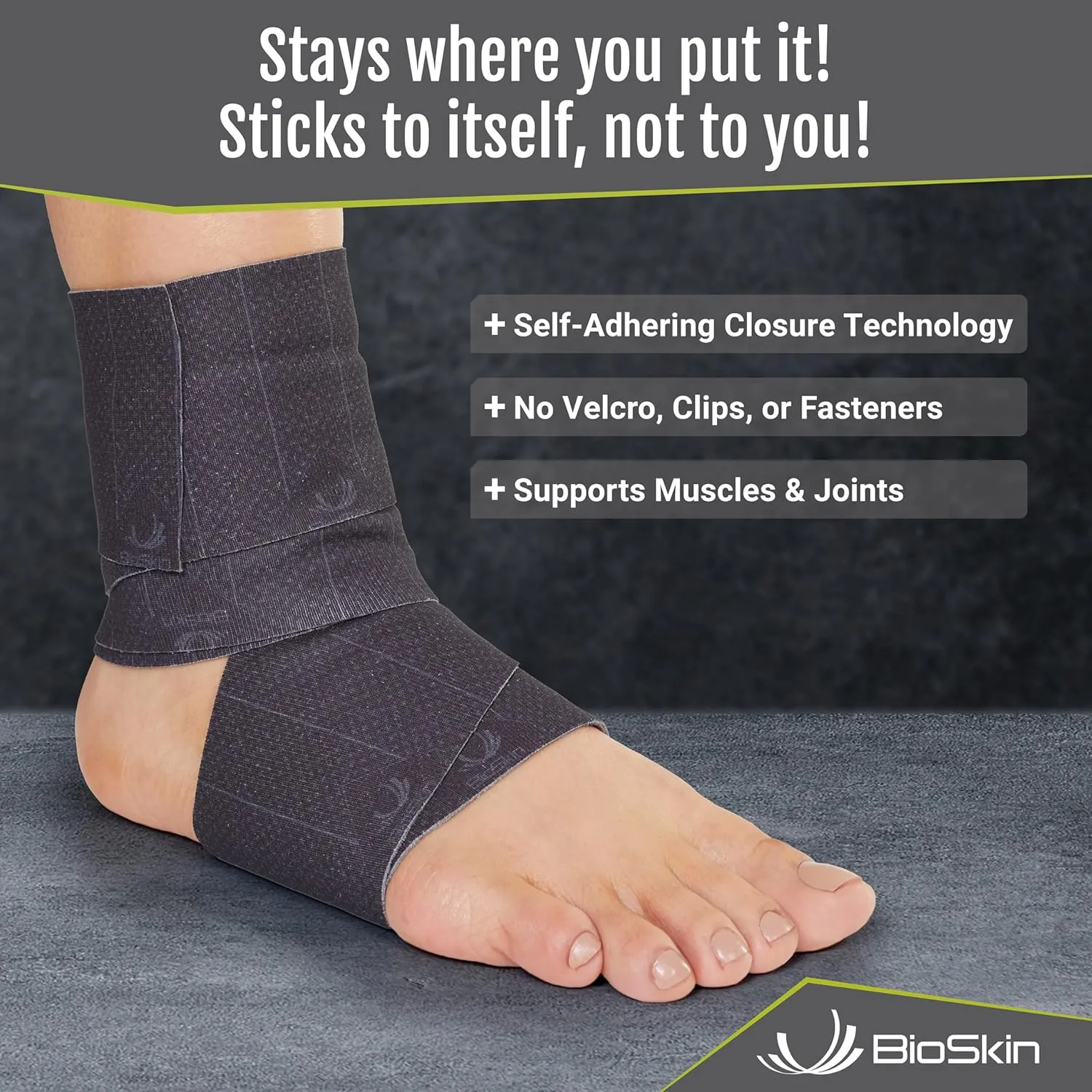 BioSkin Compression Bandage Wrap - Micro 10, 6" x 60" Self Adhesive Elastic Wrap for Sprains, Swelling, Lymphedema, Ankle & Knee Ice Pack Wrap, Tendinitis, Wounds, First Aid Kits, Sports & to-Go Bags