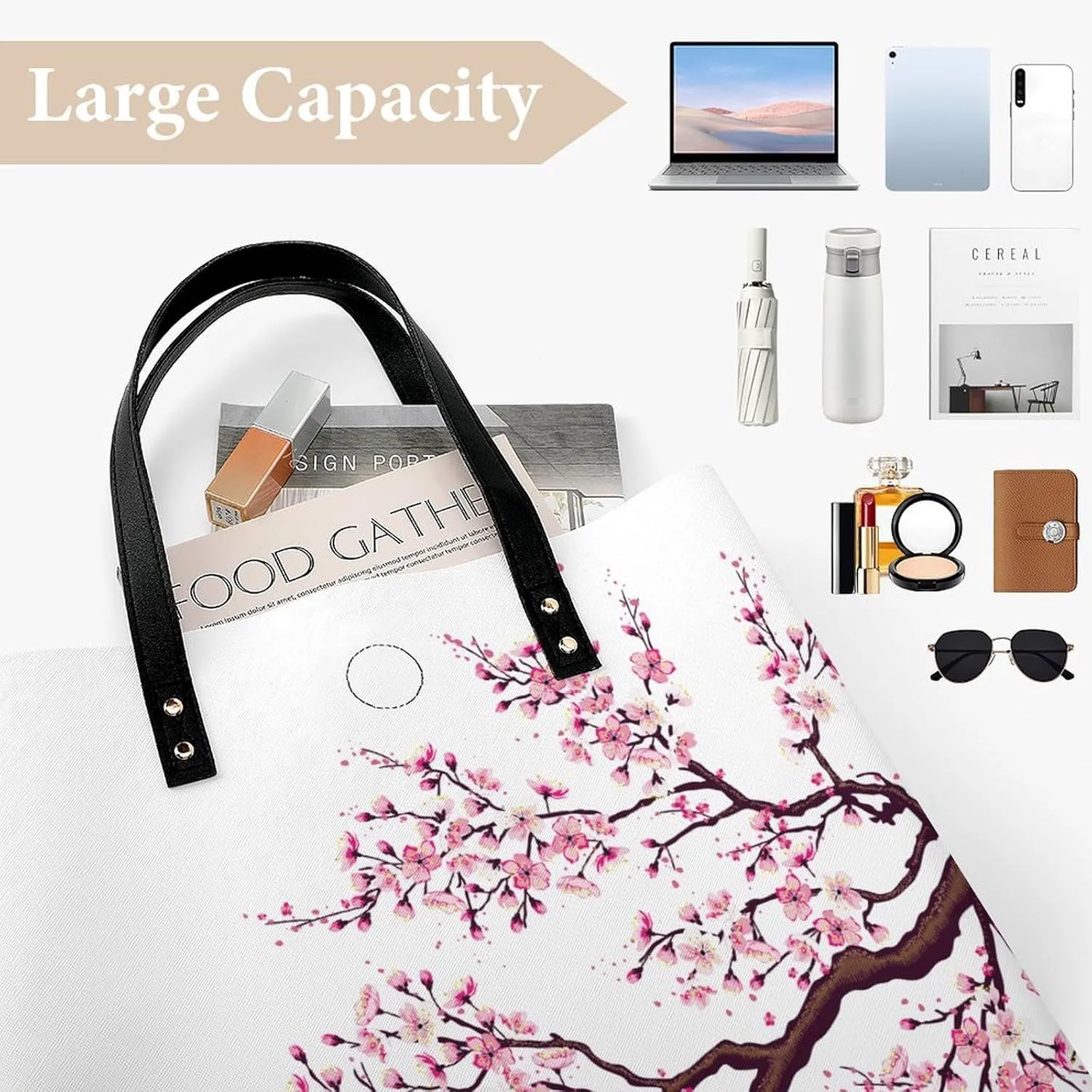Black And White Piano Keys with Musical Notes Leather Handbag with Large Space, Fashionable Handbag