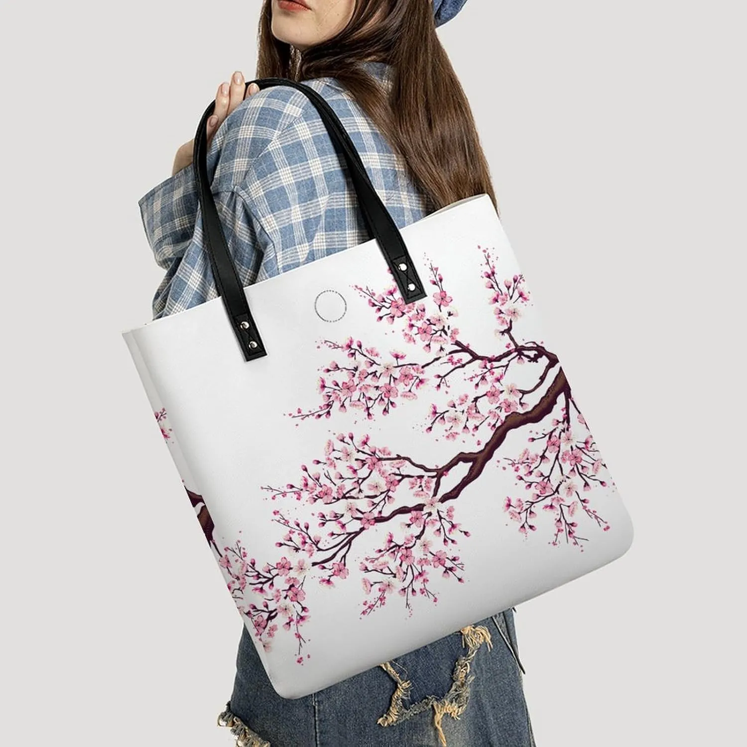 Black And White Piano Keys with Musical Notes Leather Handbag with Large Space, Fashionable Handbag
