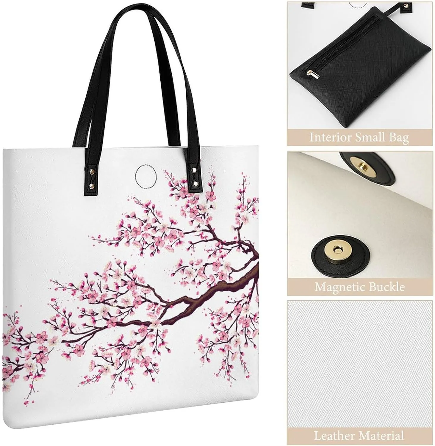 Black And White Piano Keys with Musical Notes Leather Handbag with Large Space, Fashionable Handbag
