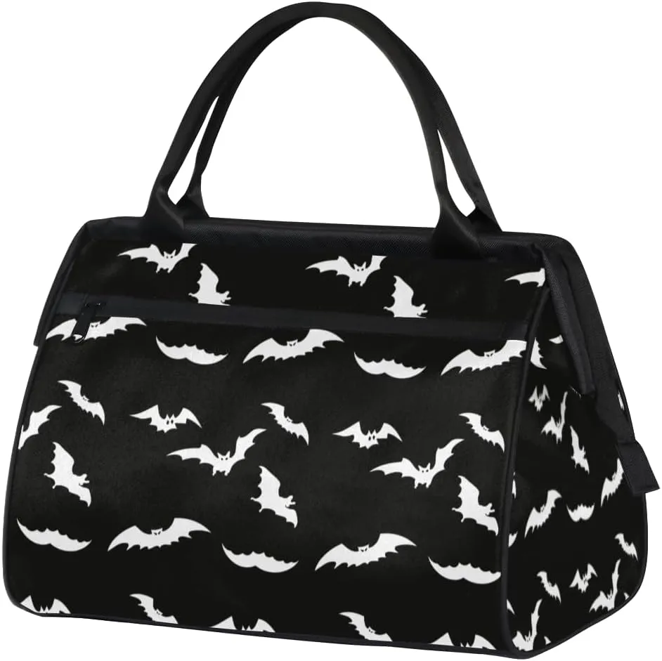 Black Bat Cool Small Overnight Weekender Tote Bag for Women Men Foldable Travel Duffel Bags Lightweight Sports Gym Bag Waterproof Carry On Luggage Weekender Bag for Traveling Gifts