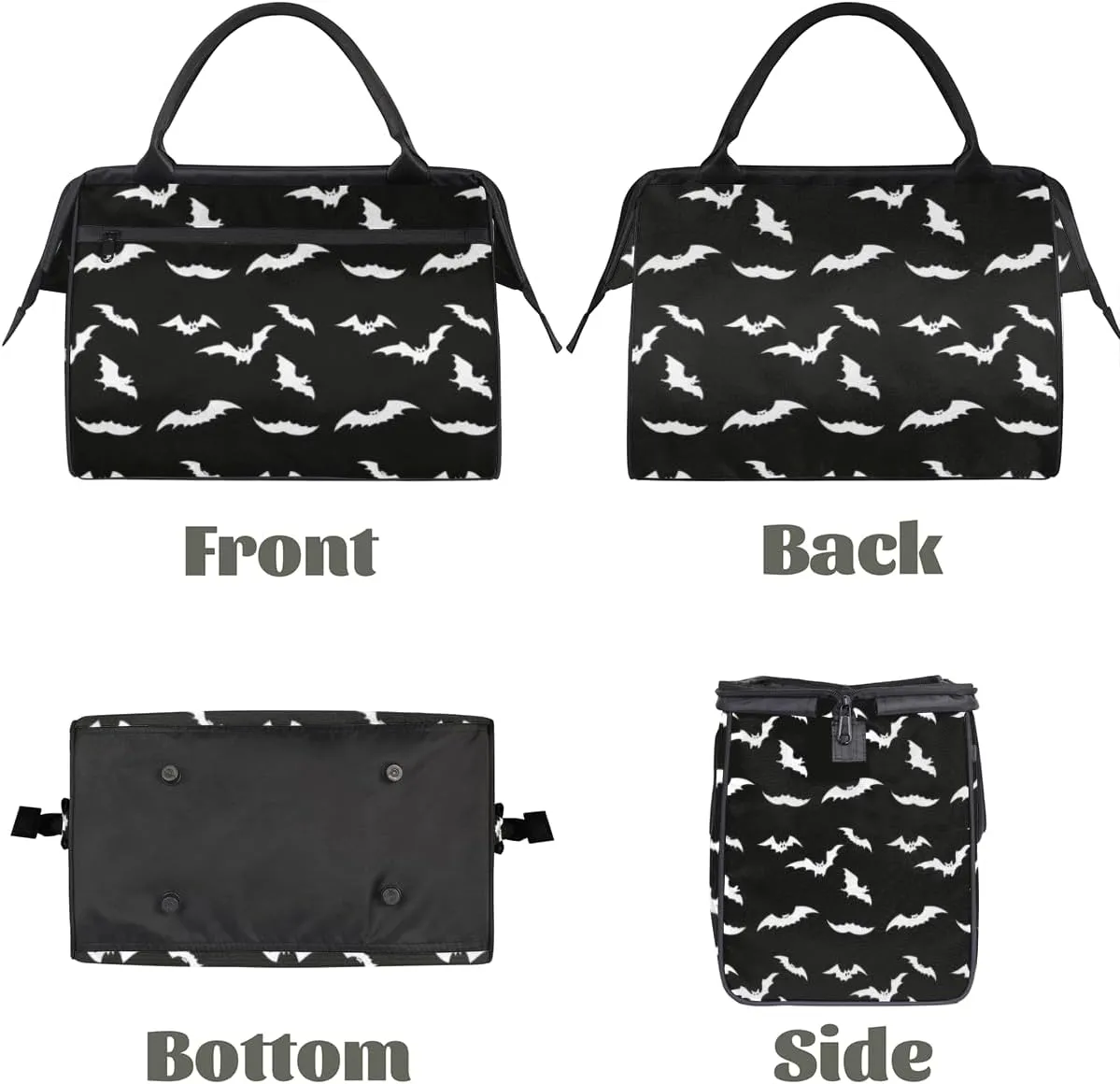 Black Bat Cool Small Overnight Weekender Tote Bag for Women Men Foldable Travel Duffel Bags Lightweight Sports Gym Bag Waterproof Carry On Luggage Weekender Bag for Traveling Gifts