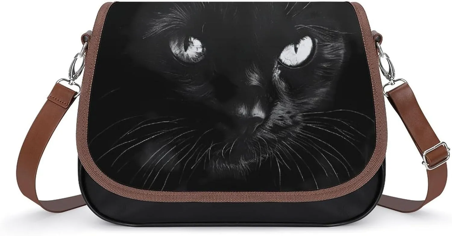 Black Cats Rule Trendy Crossbody Bags Purses for Women Casual Shoulder Handbags with Adjustable Wide Strap