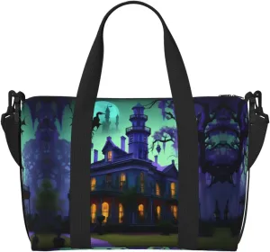 Black Haunted Mansions Duffel Bags for Traveling - Lightweight Personal Item Travel Bags, Gym Bags for Men and Women