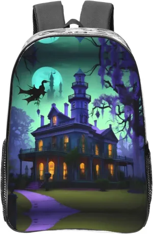Black Haunted Mansions print Clear Backpack Bag for Office Travel, Concerts, Work, Festivals Sporting Events Women Men