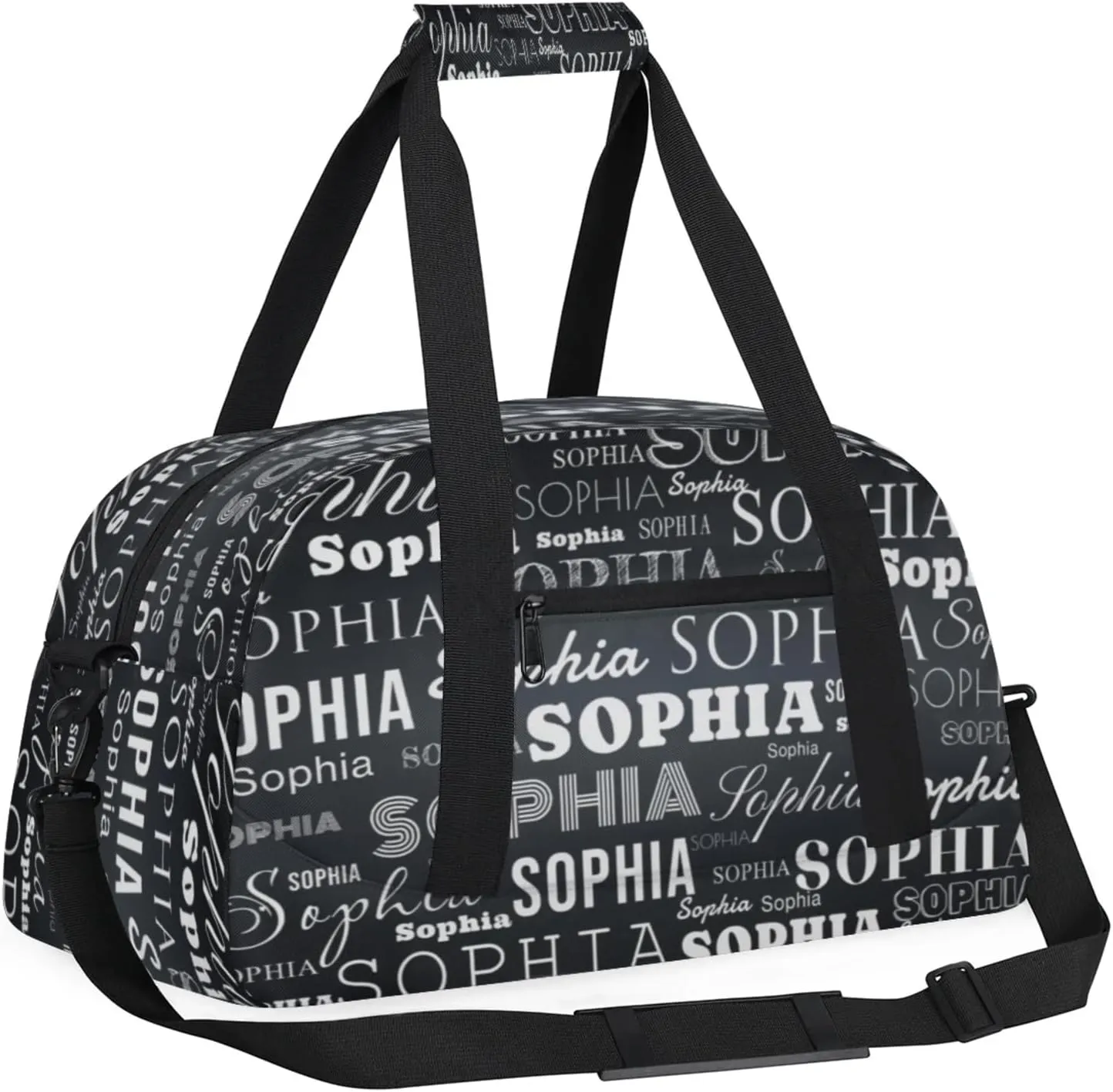 Black White Custom Dance Bag Personalized Kids Gym Bag Overnight Duffel Bag Weekender Travel Bags for Girls Gymnastics Creative Name Ballet Bag Customized Kids Gifts