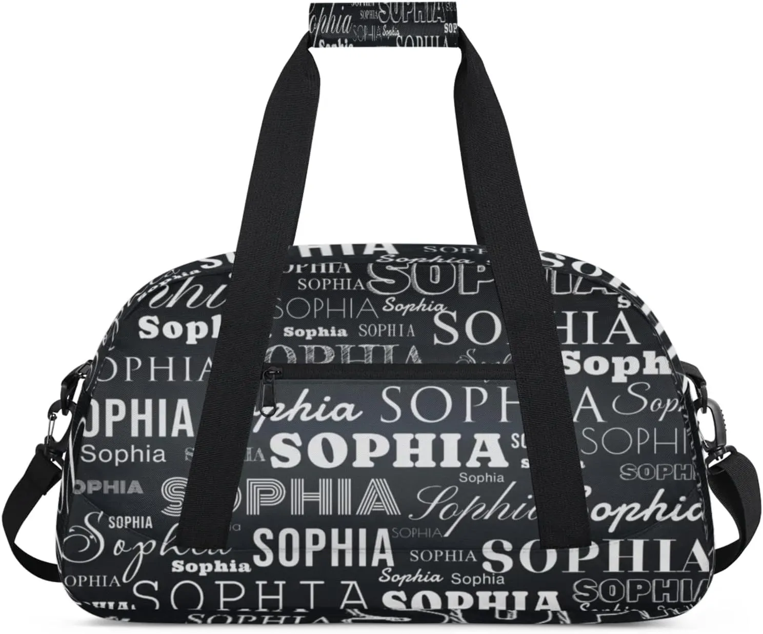 Black White Custom Dance Bag Personalized Kids Gym Bag Overnight Duffel Bag Weekender Travel Bags for Girls Gymnastics Creative Name Ballet Bag Customized Kids Gifts