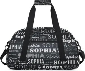 Black White Custom Dance Bag Personalized Kids Gym Bag Overnight Duffel Bag Weekender Travel Bags for Girls Gymnastics Creative Name Ballet Bag Customized Kids Gifts