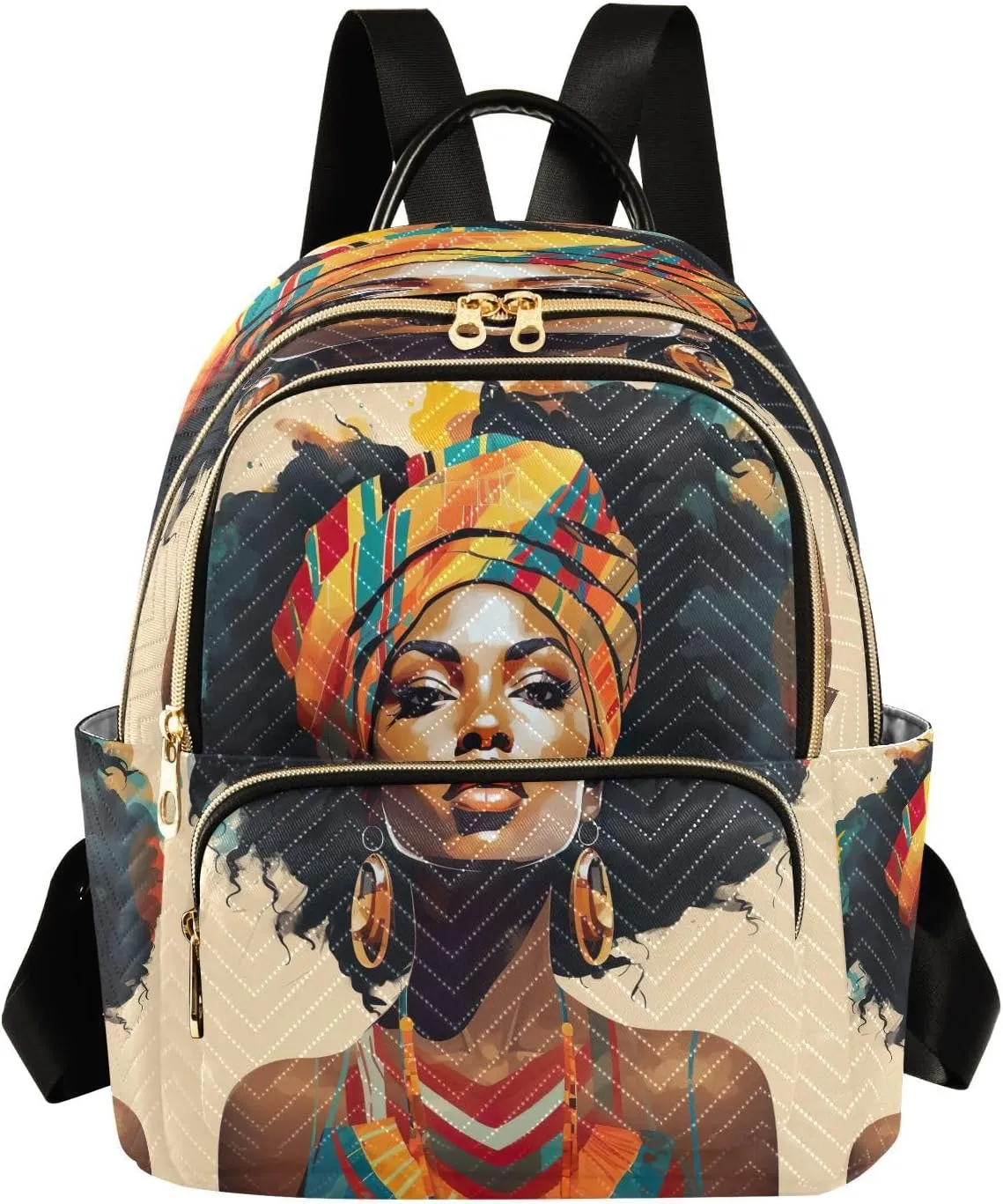 Black Woman Traditional Backpack Purse for Women Fashion Small Mini Daypack Purse for Lady Anti-theft Shoulder Bag Sports Hiking Ladies Daypack